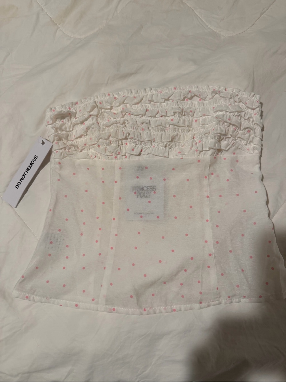 NWT Princess Polly White Tube Top with Pink Polka Dots